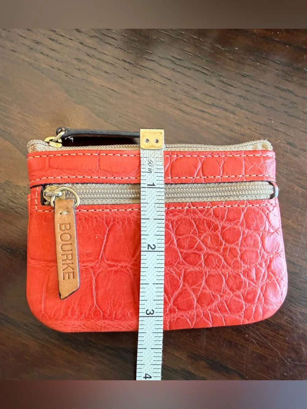 Dooney & Bourke Red Croc-Embossed Leather Key & Card Holder